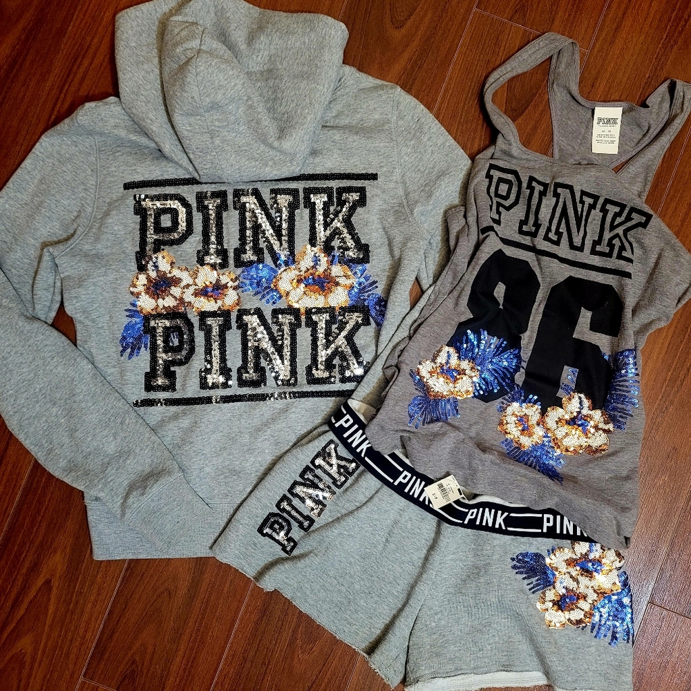 VS PINK bling hibiscus HTF set